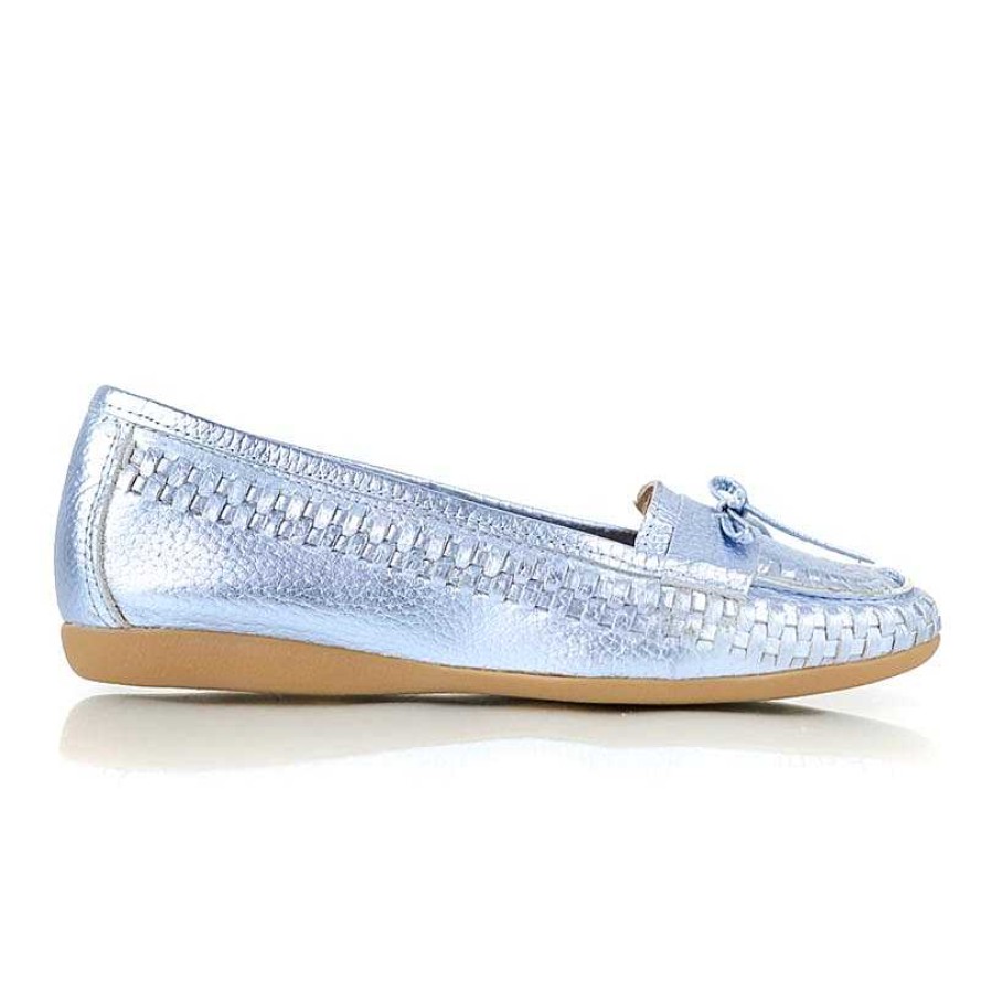 Laga Skor La Leopolda | Metallic Ljusbla Marga Loafers