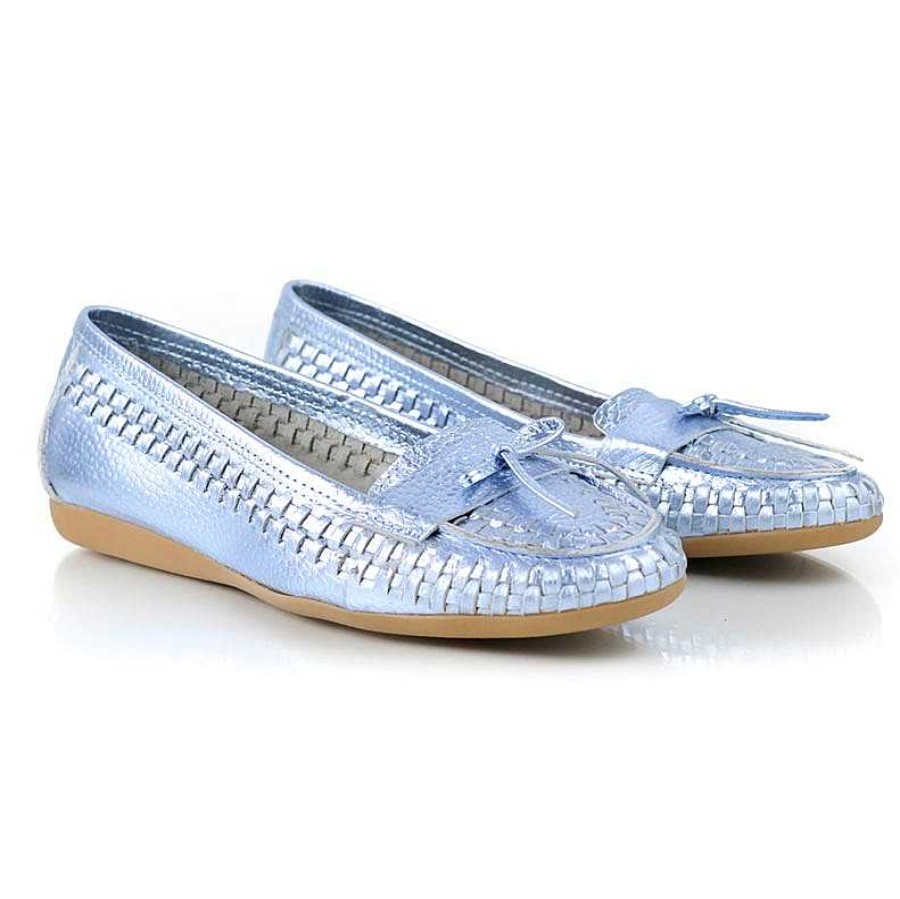 Laga Skor La Leopolda | Metallic Ljusbla Marga Loafers